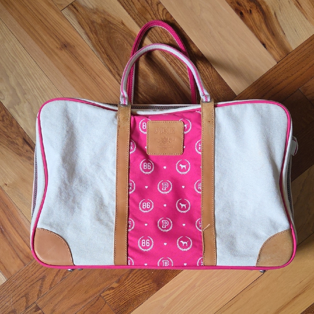 Victoia's Secret Pink and Cream Canvas Tote Bag